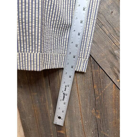 Hardy Amies Vintage Two-Piece Suit 36x30 White w/ Blue Stripes 100% Cotton - Picture 6 of 15